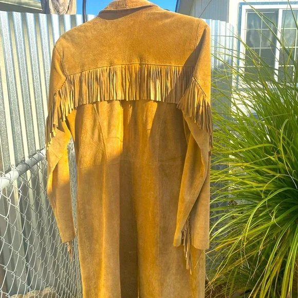 CAROLE LITTLE 💯 SUEDE LEATHER FRINGE COAT - Picture 5 of 7